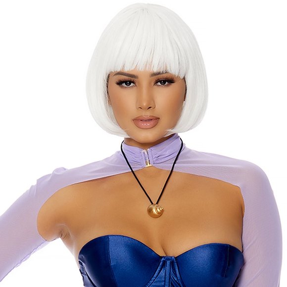 White Bob Wig with Bangs - Picture 3 of 3